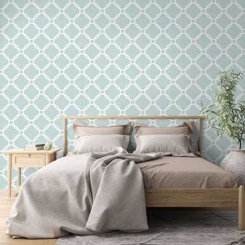 Ivory Circles Art Pattern On Seafoam Green Blue Wallpaper