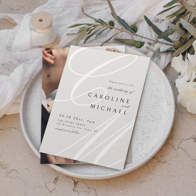 Ivory Classic Elegant calligraphy monogram wedding Invitation (Ivory Classic Elegant calligraphy monogram wedding Invitation)