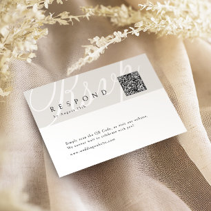 Ivory Classic Elegant Calligraphy Wedding QR code  RSVP Card