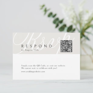 Ivory Classic Elegant Calligraphy Wedding QR code RSVP Card