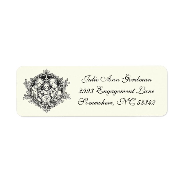 Ivory Classic Elegant Catholic Holy Family  Label (Front)