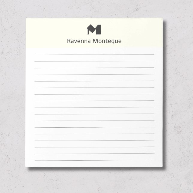 Ivory Classic Personalized Monogram Name Lined Notepad (Creator Uploaded)