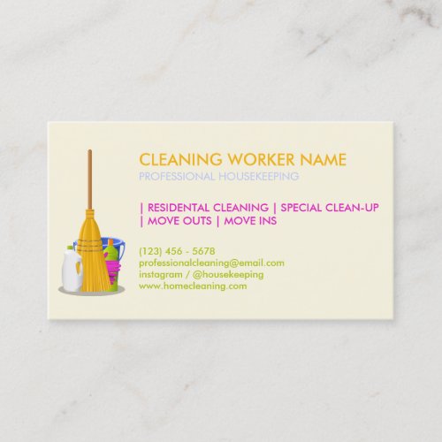 Ivory Cleaning Service Housekeeper Janitorial Business Card