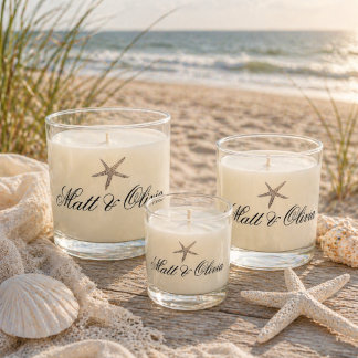 Ivory Coast Coastal Wedding Candle Editable