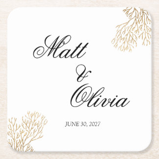 Ivory Coast Coastal Wedding Coaster Editable