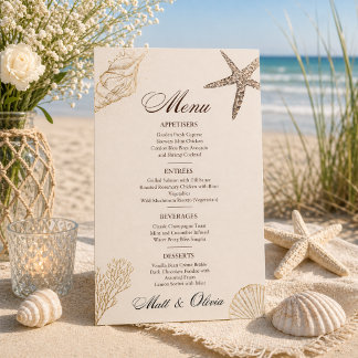 Ivory Coast Coastal Wedding Menu Editable