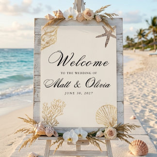 Ivory Coast Coastal Wedding Welcome Sign Editable