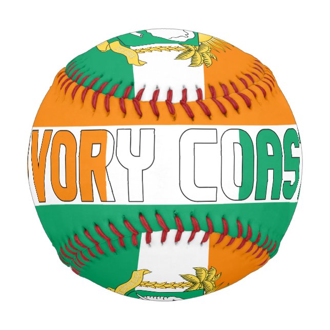 Ivory Coast Flag and Coat of Arms Patriotic Baseball (Front)