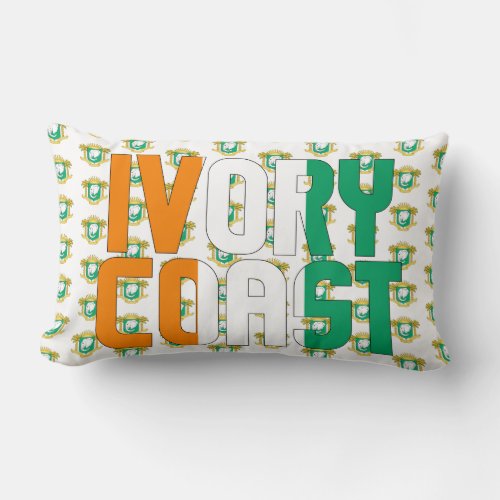 Ivory Coast Flag and Coat of Arms Patriotic Lumbar Pillow