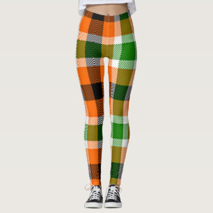 Ivory Coast Flag Colors Madras Check Plaid Pattern Leggings