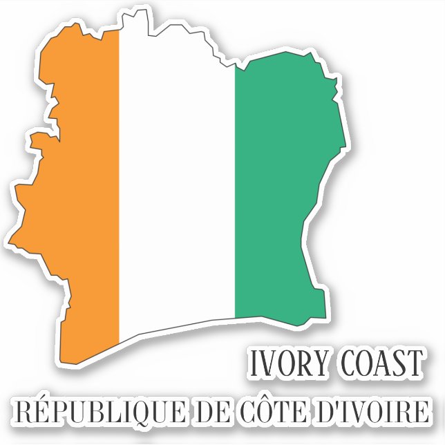 Ivory Coast Flag Map Patriotic Sticker (Front)