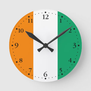 Ivory Coast Flag Round Clock