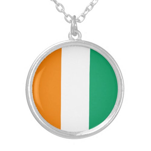 Ivory Coast Flag Silver Plated Necklace