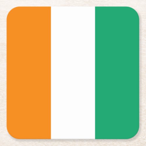 Ivory Coast Flag Square Paper Coaster