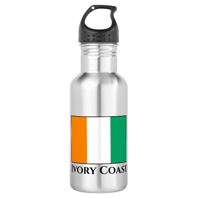 Ivory Coast Flag Stainless Steel Water Bottle (Front)