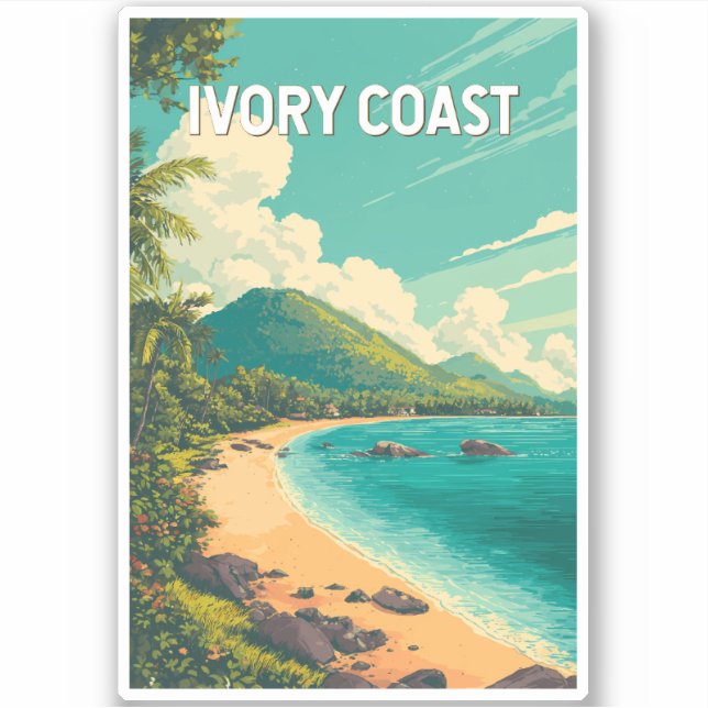 Ivory Coast Illustration Travel Art Vintage Sticker (Front)
