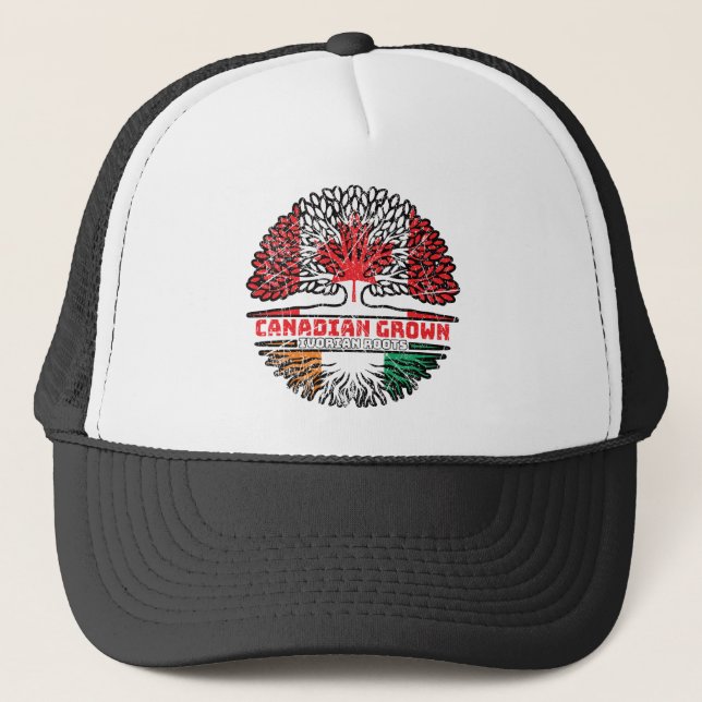 Ivory Coast Ivorian Canadian Canada Tree Roots Trucker Hat (Front)