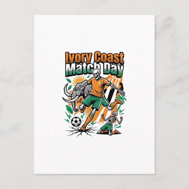 Ivory Coast Match Day Skeleton Striker Nations Cou Postcard (Front)