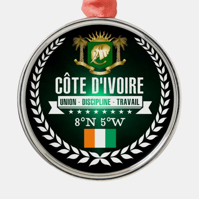 Ivory Coast Metal Ornament (Front)