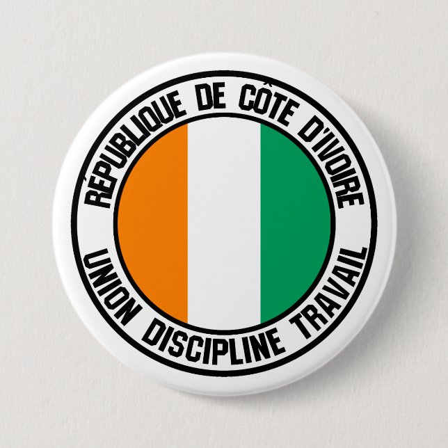 Ivory Coast Round Emblem Button (Front)