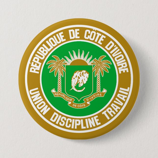 Ivory Coast Round Emblem Button (Front)