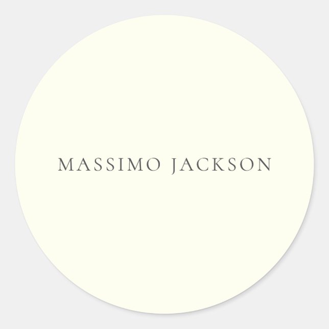 Ivory Color Minimalist Plain Modern Aesthetic Classic Round Sticker (Front)