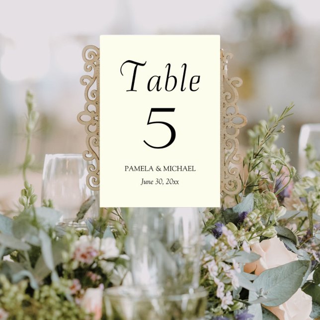 Ivory Color Simple Style Wedding Table Number (In Situ)