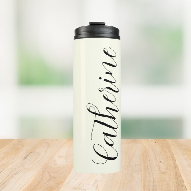 Ivory Color Stylized Name Wedding Bridesmaid Thermal Tumbler (In Situ)