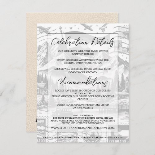 Ivory Colorado Passport Wedding Enclosure Card