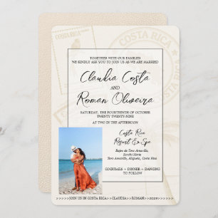 Ivory Costa Rica Passport Wedding Invitation
