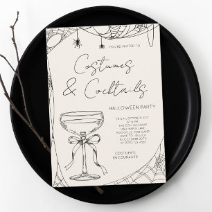 Ivory Costumes and Cocktails Adult Halloween Party Invitation