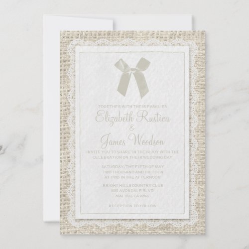 Ivory Country Burlap Wedding Invitations