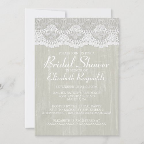 Ivory Country Lace Bridal Shower Invitations