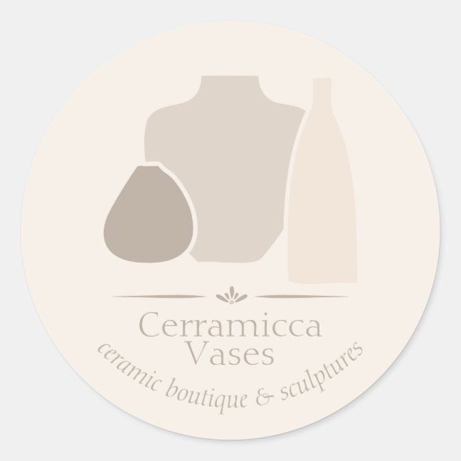 Ivory Craft Porcelain Pottery Vase Ceramic Classic Round Sticker