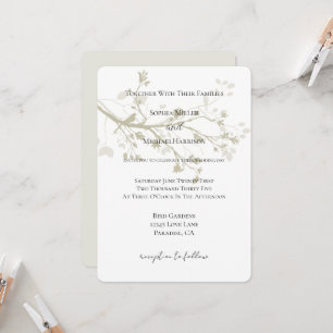 Ivory Cream Bird Tree Branches Floral Wedding Invitation