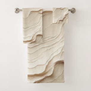 Ivory Cream Bohemian Natural Textured Look Bath Towel Set