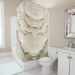  Ivory Cream Bohemian Natural Textured Look Shower Curtain
