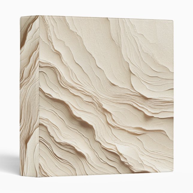  Ivory Cream Bohemian Textured Look 3 Ring Binder (Front/Spine)