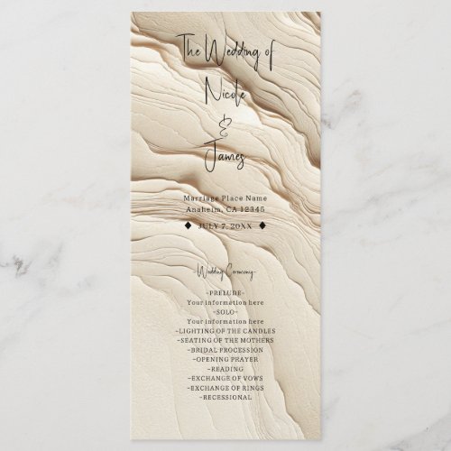 Ivory Cream Bohemian Textured Wedding Program