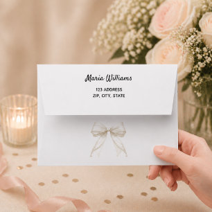 Ivory cream bow return address envelope