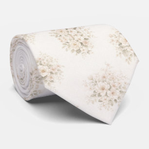 Ivory Cream Floral Bouquet Neck Tie