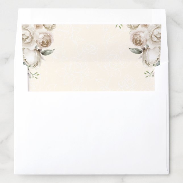 Ivory Cream Floral Wedding Envelope Liner (In Envelope)