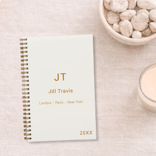 Ivory cream gold modern minimalst luxury notebook