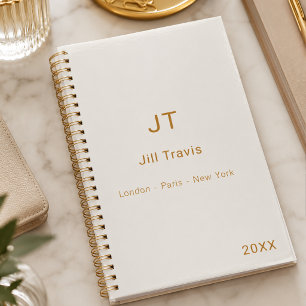Ivory cream gold modern minimalst luxury notebook