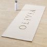 Ivory Cream Gold Name minimalist modern Yoga Mat