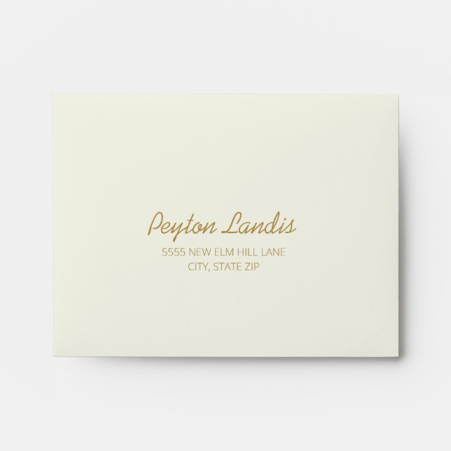 Ivory Cream Gold Wedding RSVP Return Envelope (Front)
