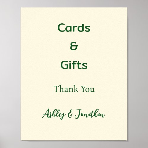 Ivory Cream Green Cards and Gifts Sign