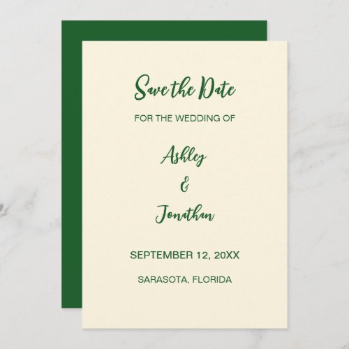 Ivory Cream Green Save the Date