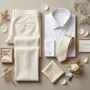 Ivory Cream Marbled Texture Neck Tie