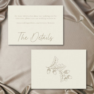 Ivory Cream Minimalist Leaf Acorn Fall Wedding Enclosure Card
